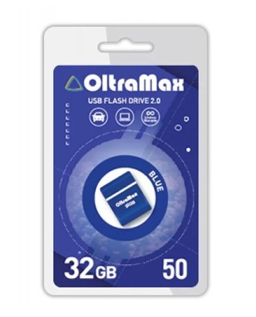 Флешка OltraMax 50, 32 Гб, USB2.0, голубая