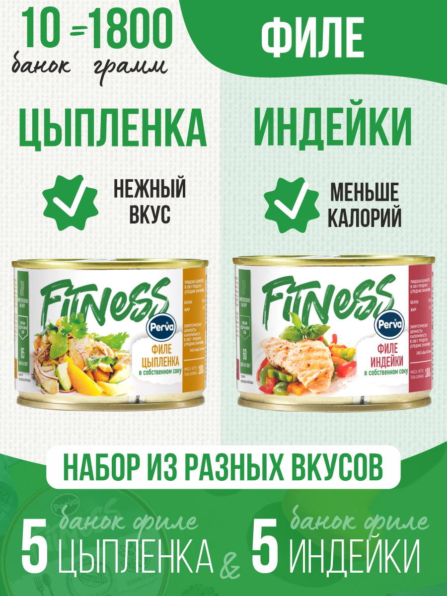 

Филе Perva Fitness цыпленка, индейки, 180 г х 10 шт