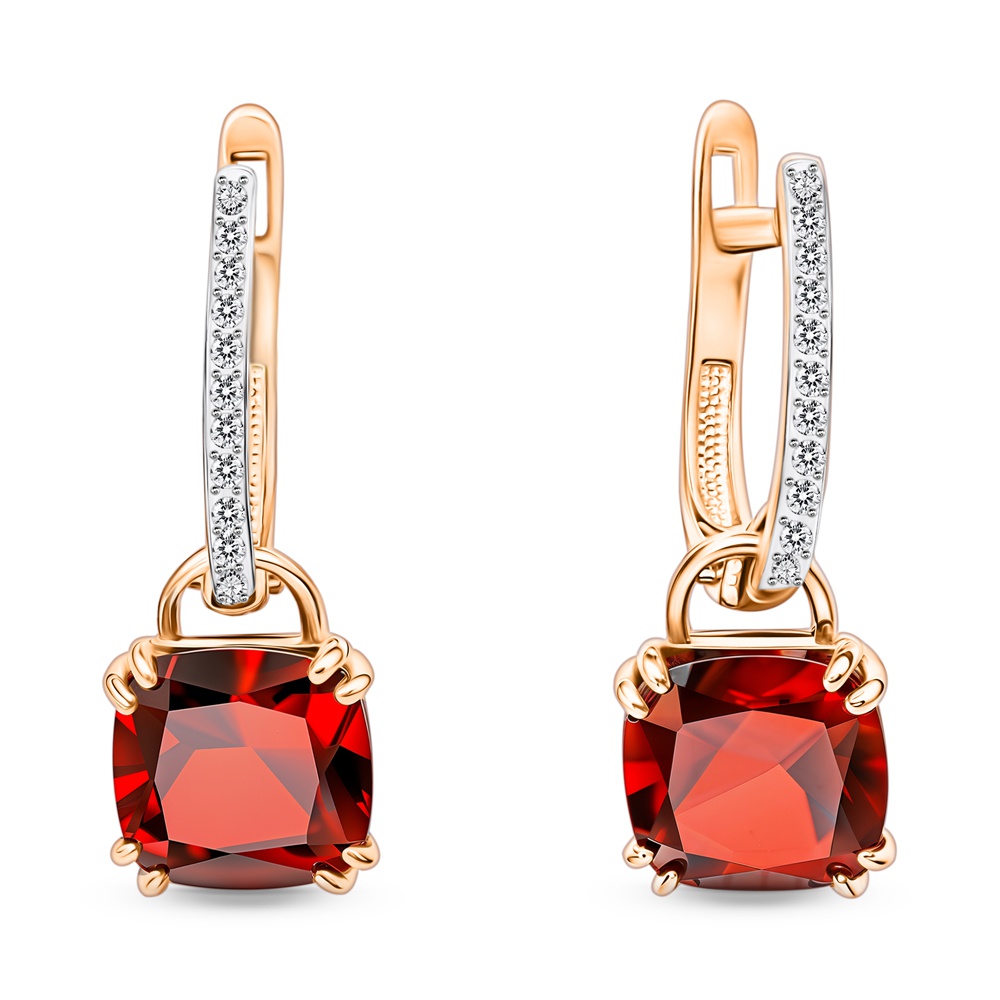 

Серьги из золота 585Gold 202013751, гранат/фианит, 202013751