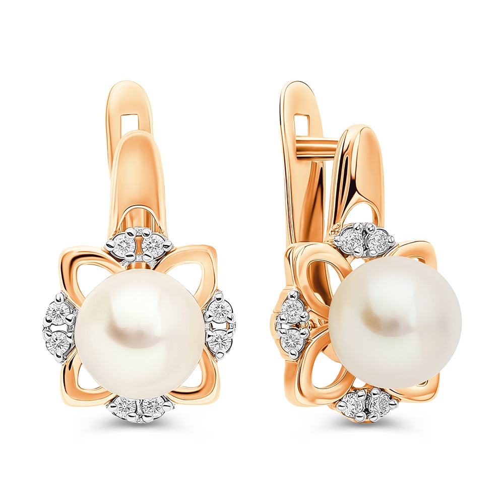 

Серьги из золота 585Gold 202013717, жемчуг культивированный/фианит, 202013717