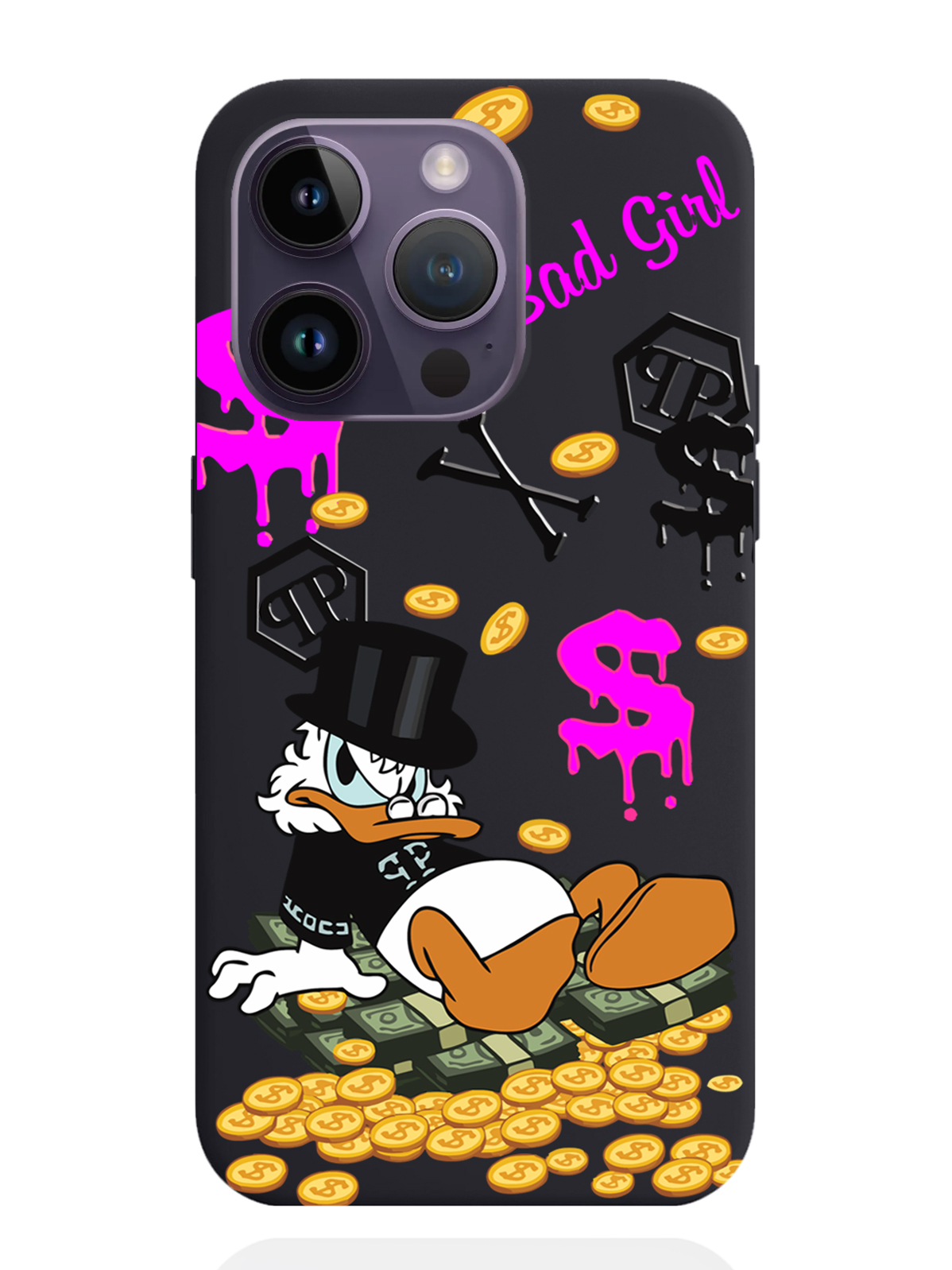 

Чехол MustHaveCase iPhone 14 Pro Богатая Утка Bad Girl, Черный;розовый, iPhone 14 Pro Богатая Утка Bad Girl
