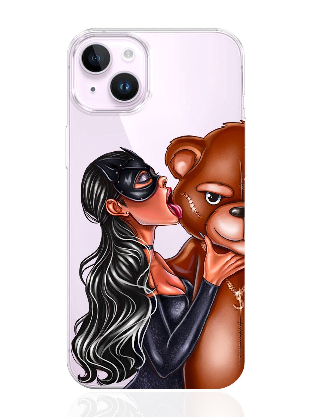 

Чехол MustHaveCase iPhone 14 Кошечка брюнетка и мишка, Прозрачный;черный;коричневый, iPhone 14 Кошечка брюнетка и мишка