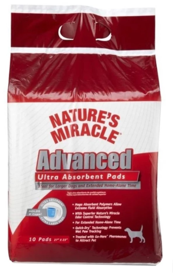 

Пеленки для щенков одноразовые Nature’s Miracle Advanced Ultra Absorbent 61 x 58,4 см 10шт, Advanced Ultra Absorbent Pads