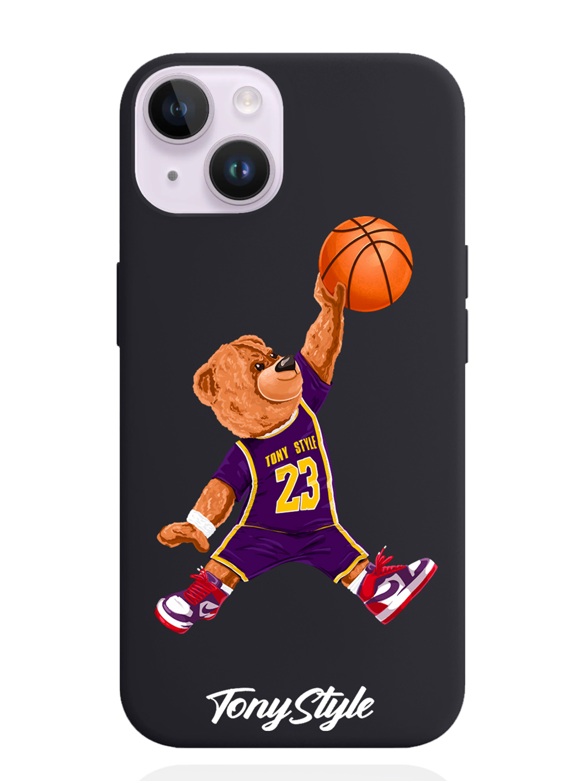 

Чехол Tony Style iPhone 14 Tony Style баскетболист с мячом, Фиолетовый;коричневый;желтый;оранжевый, iPhone 14 Tony Style Джордан Jordan