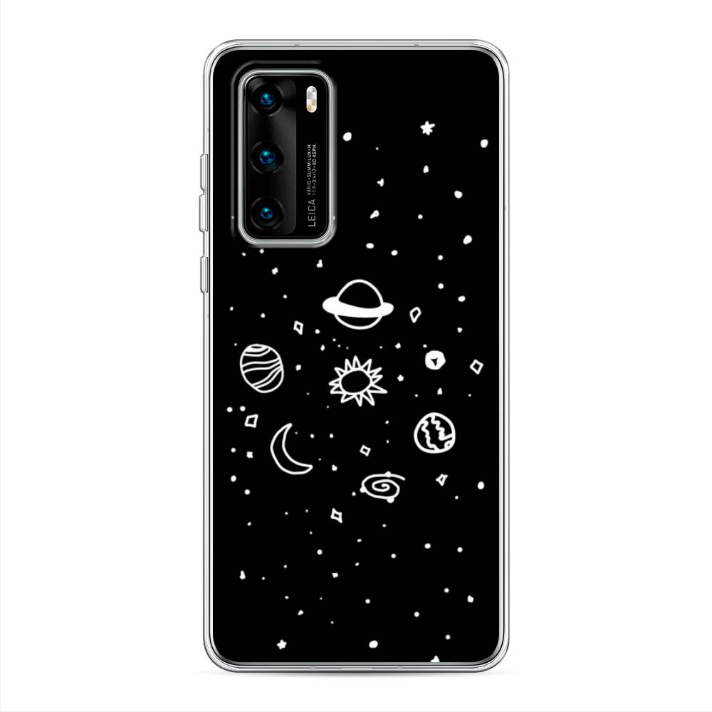 

Чехол на Huawei P40 "Дудл солнечной системы", Бежевый;серый, 610850-2