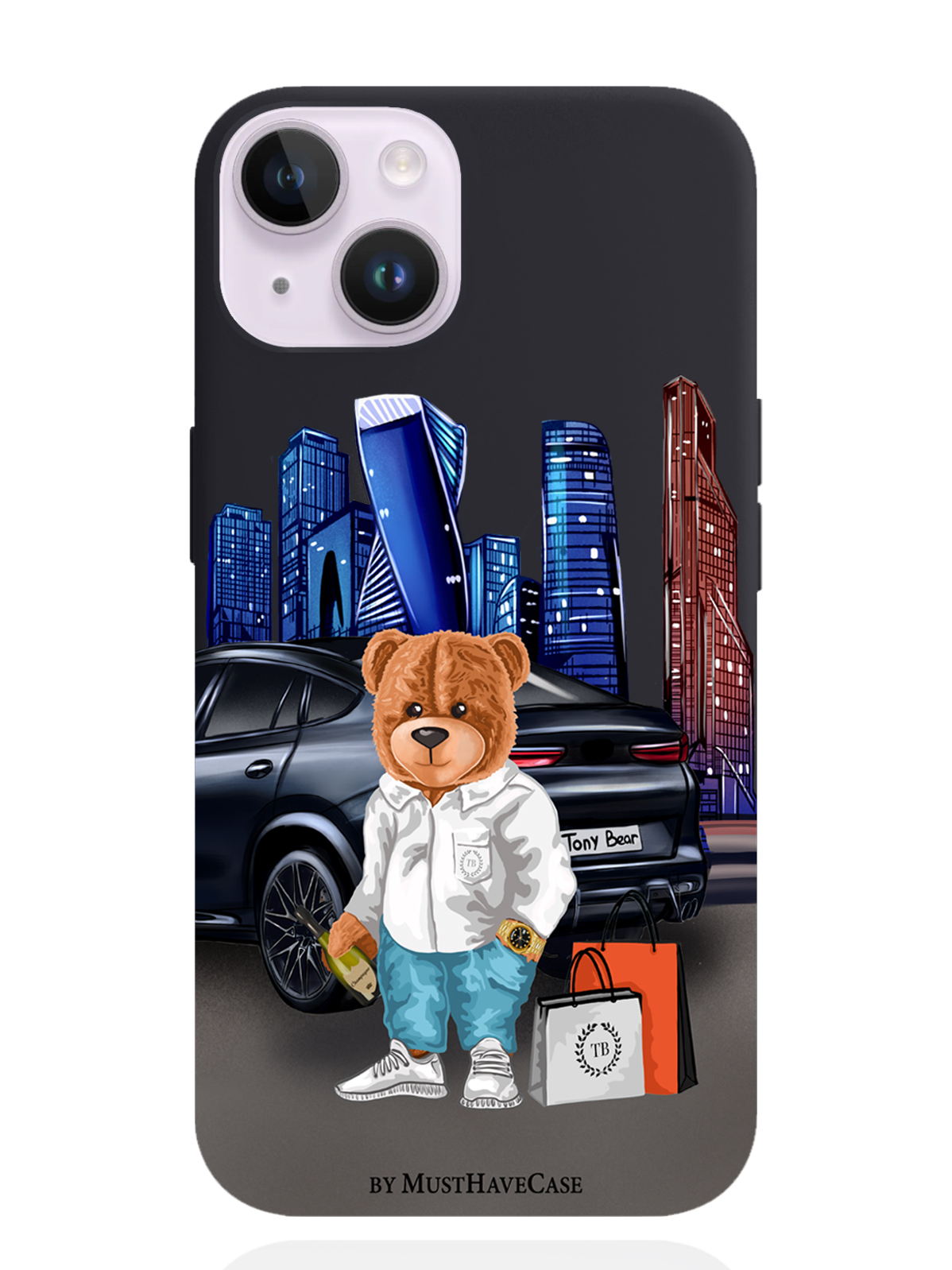 

Чехол MustHaveCase iPhone 14 Тони Москва Сити, Черный;синий;коричневый, iPhone 14 Тони Москва Сити