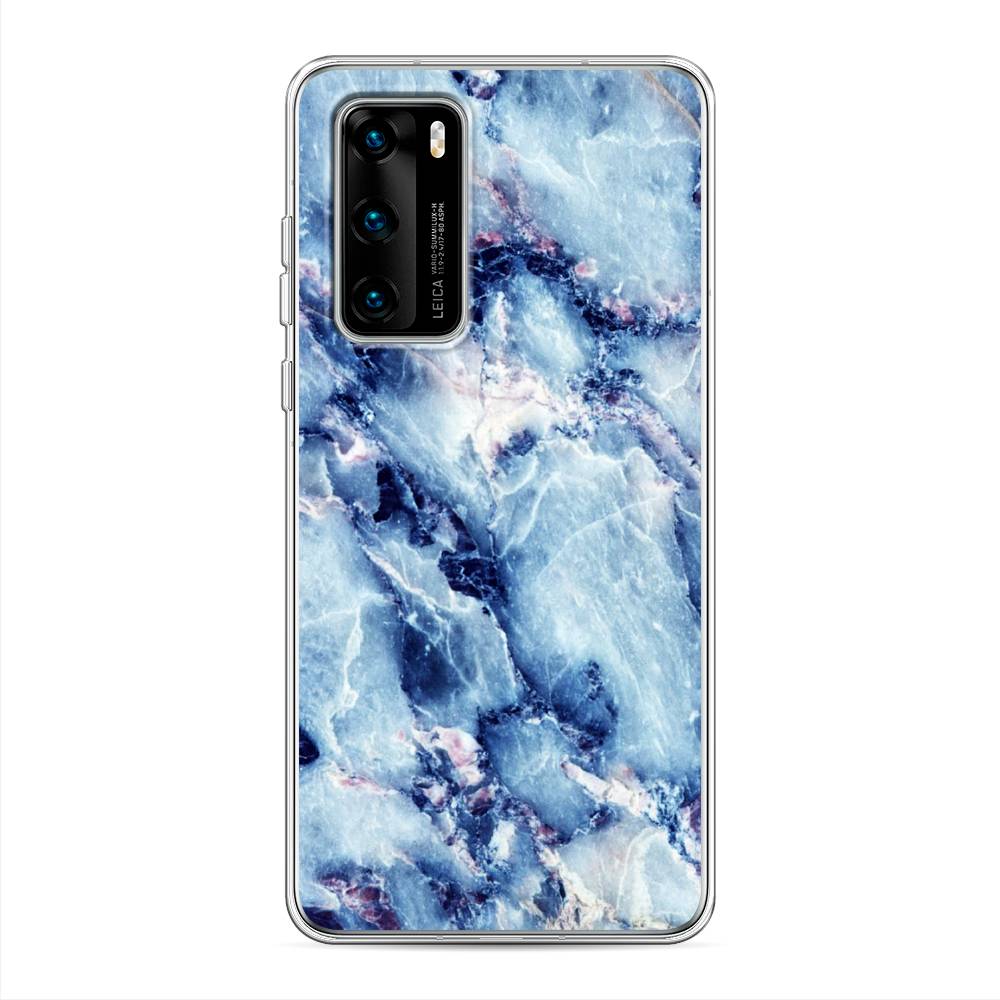 

Чехол на Huawei P40 "Мрамор с синими прожилками", Синий, 610850-3