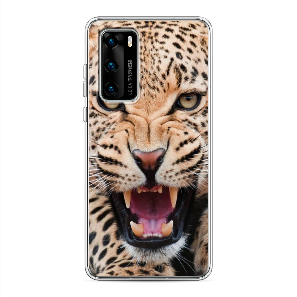 

Чехол на Huawei P40 "Леопард 3d", Бежевый;черный, 610850-6