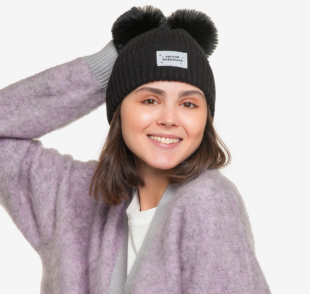 

Шапка бини женская Marmalato 1078-002 135073, черный-белый, 1078-002 135073