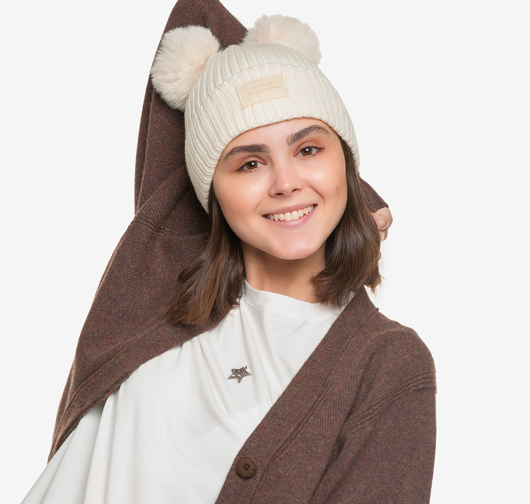 

Шапка бини женская Marmalato 1078-002 135072, молочный, 1078-002 135072