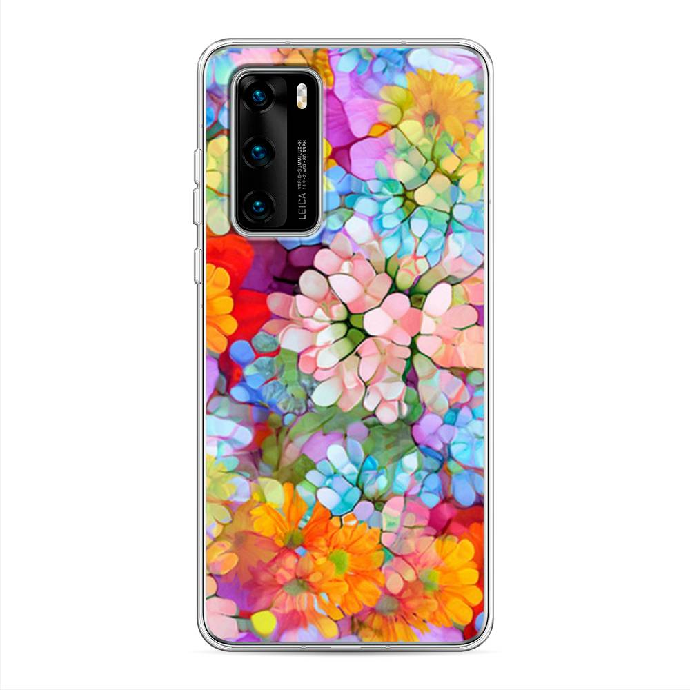 

Чехол на Huawei P40 "Цветы витраж", Оранжевый;розовый;голубой, 610850-3