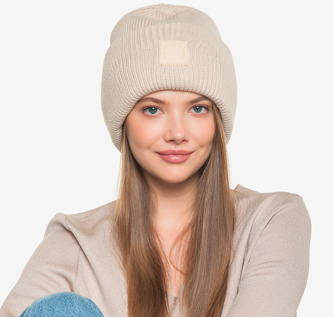 

Шапка бини женская Marmalato 147-078 134929, бежевый, 147-078 134929