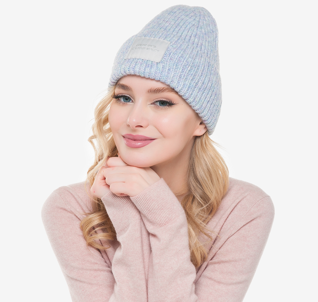 

Шапка бини женская Marmalato 1078-004 135078, лавандовый-меланж, 1078-004 135078
