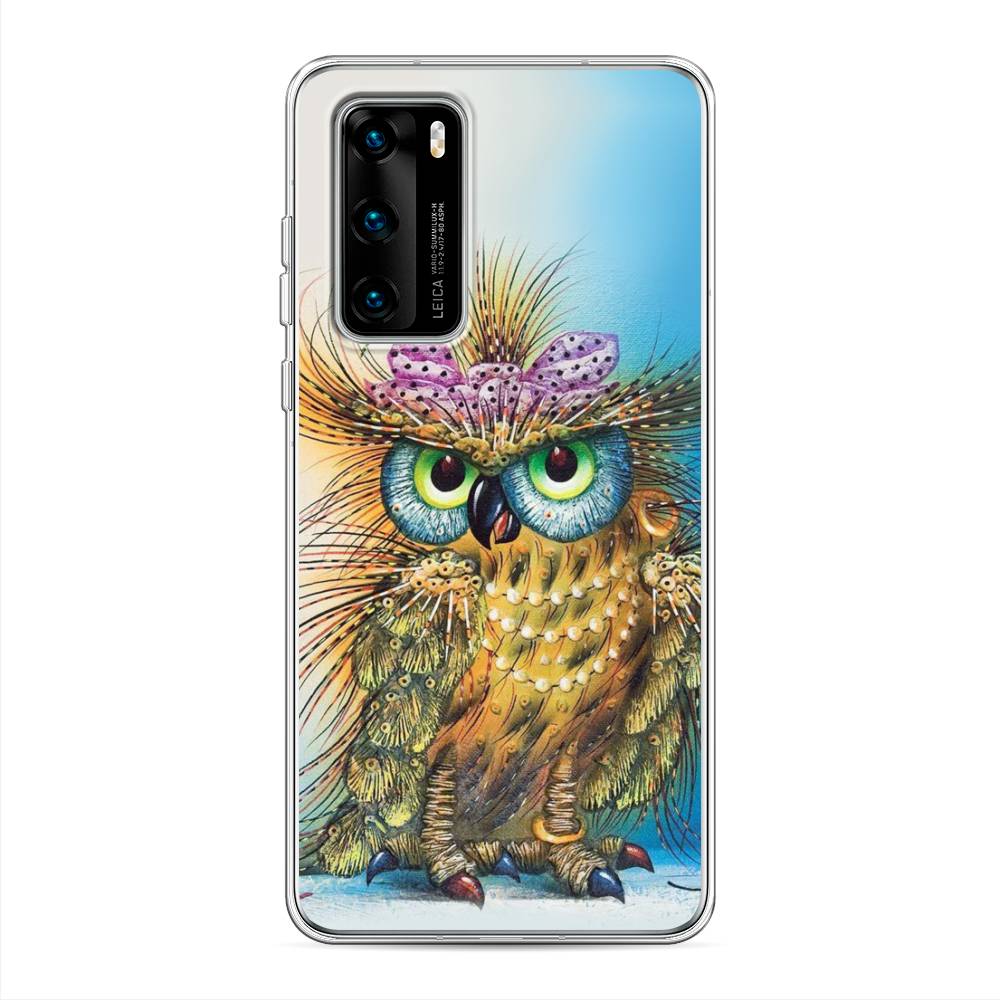 

Чехол на Huawei P40 "Модная сова", Коричневый;голубой, 610850-1