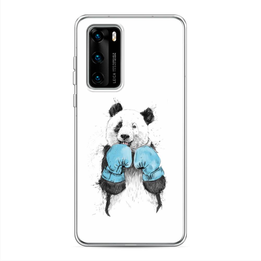 

Чехол на Huawei P40 "Панда боксер", Голубой;белый;серый, 610850-1