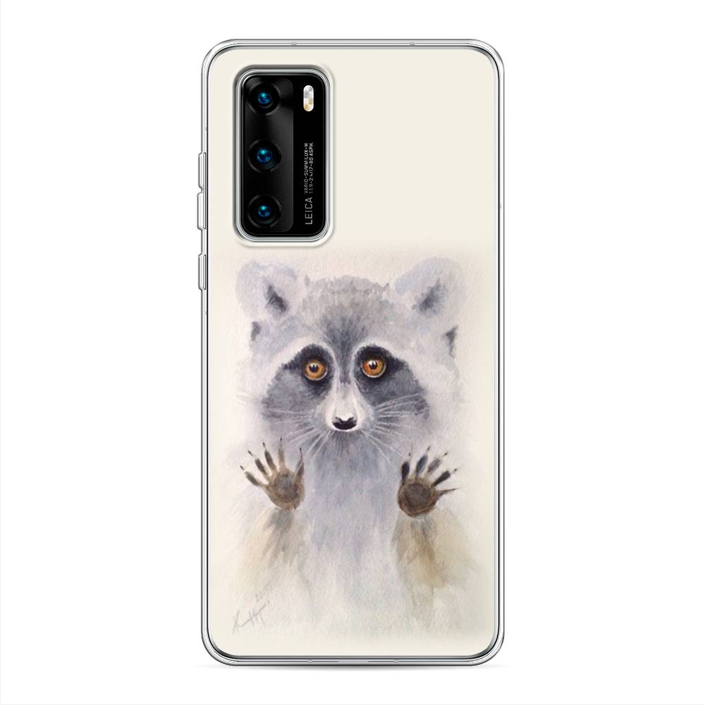 

Чехол на Huawei P40 "Енот за стеклом", Бежевый;серый, 610850-4
