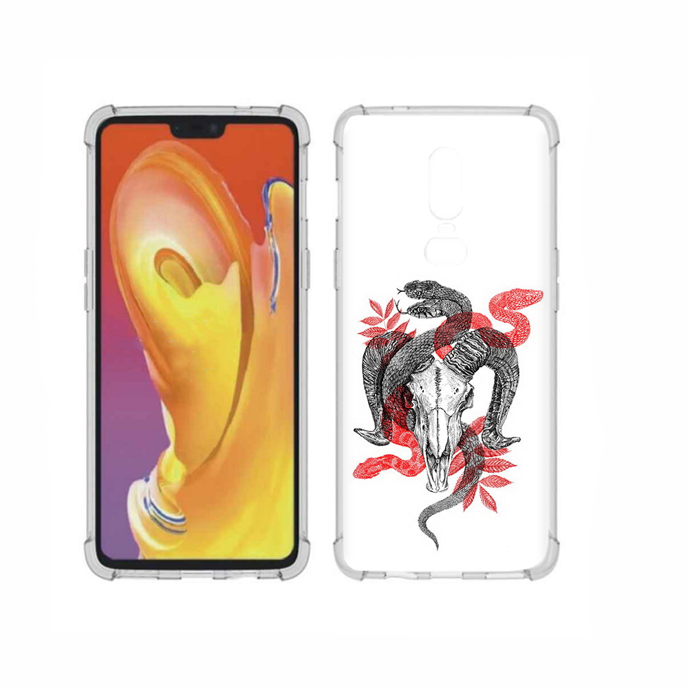

Чехол MyPads Tocco для OnePlus 6 змея в черепе рисунок, Прозрачный, Tocco