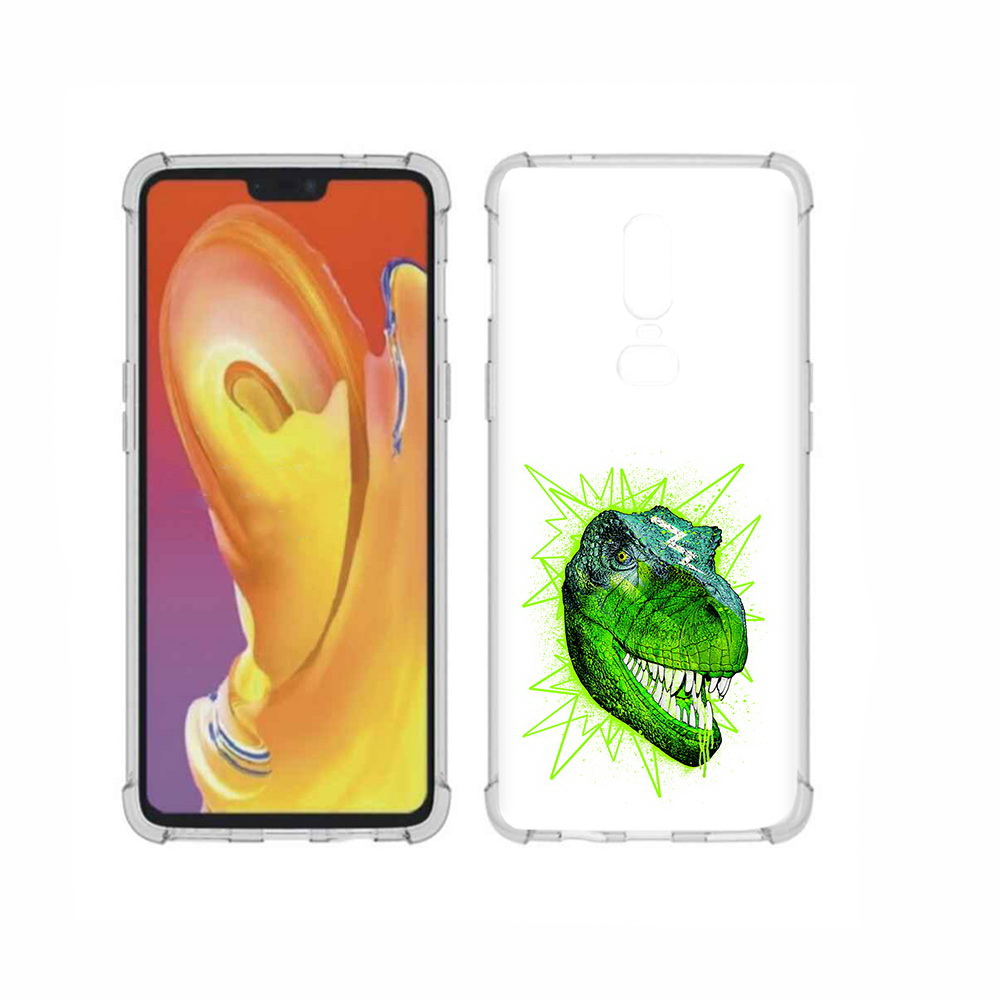

Чехол MyPads Tocco для OnePlus 6 зеленый динозавр, Прозрачный, Tocco