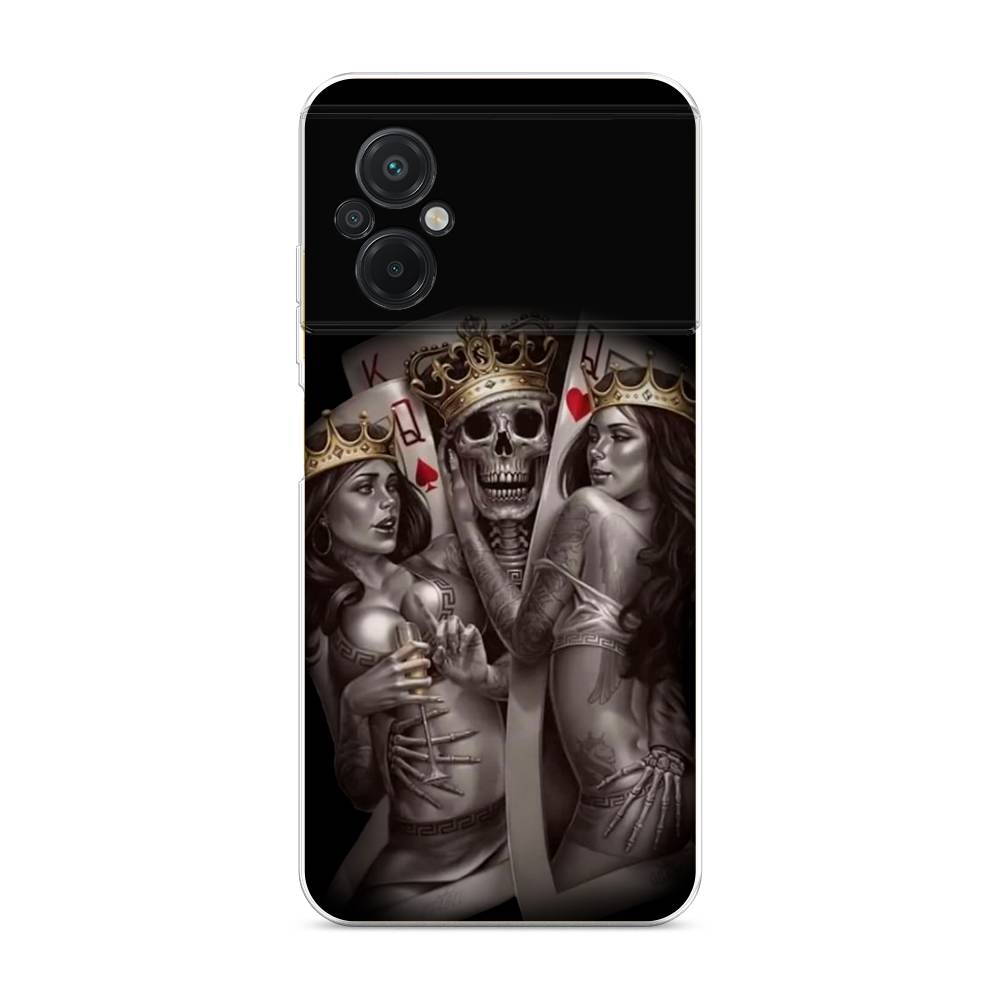 

Чехол на Xiaomi Poco M5 "Карты король и королевы", Серый;желтый, 316450-6