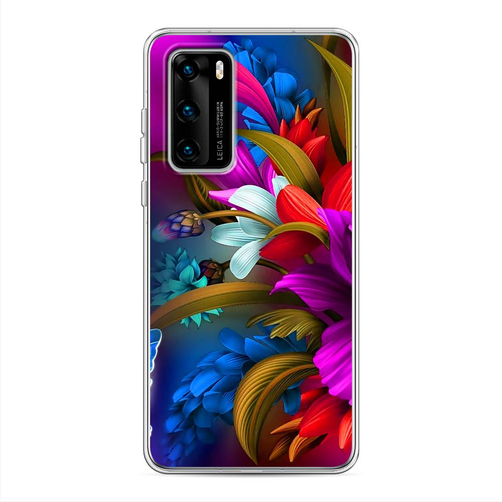 

Чехол на Huawei P40 "Фантастические цветы", Фиолетовый;красный;синий, 610850-2