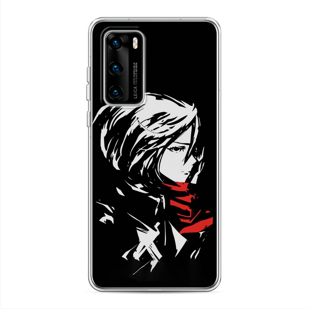 

Чехол на Huawei P40 "Микаса минимализм", Черный;серый;красный, 610850-4