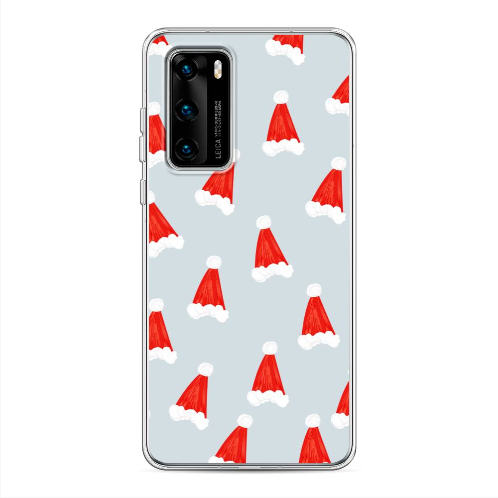 

Чехол на Huawei P40 "Новогодние шапочки", Белый;красный;серый, 610850-5