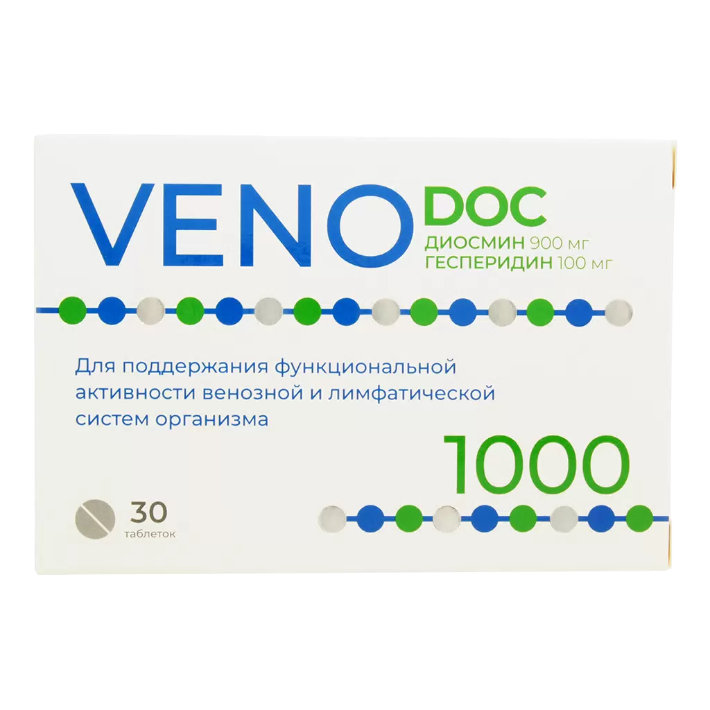 

VENO DOC диосмин 900 мг/гесперидин 100 мг таблетки по 1,6 г 30 шт.