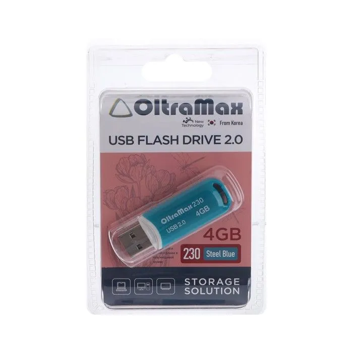 

Флешка OltraMax 230, 4 Гб, USB2.0, синяя