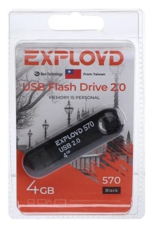 

Флешка Exployd 570, 4 Гб, USB2.0, чёрная