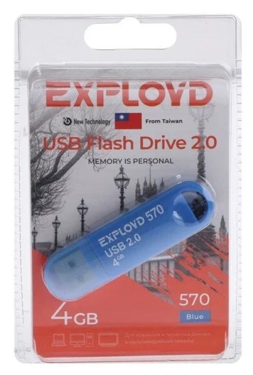 

Флешка Exployd 570, 4 Гб, USB2.0, синяя