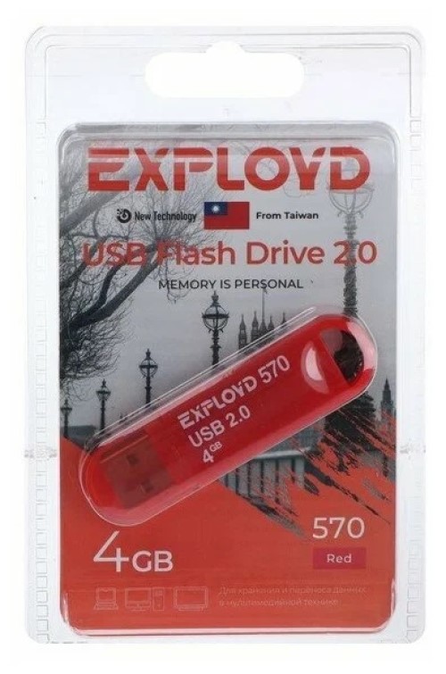 

Флешка Exployd 570, 4 Гб, USB2.0, красная