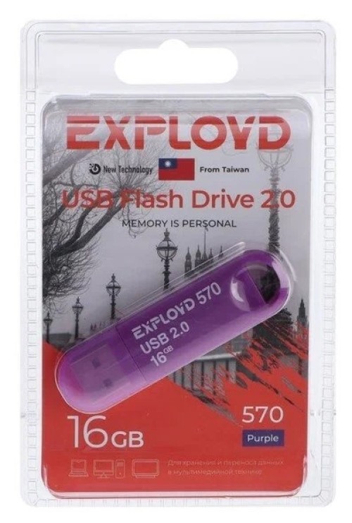 

Флешка Exployd 570, 16 Гб, USB2.0, фиолетовая