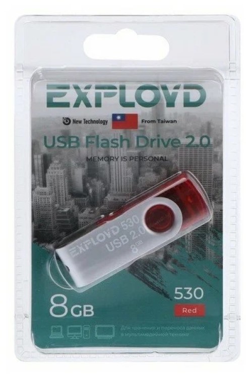 Флешка Exployd 530, 8 Гб, USB2.0, красная