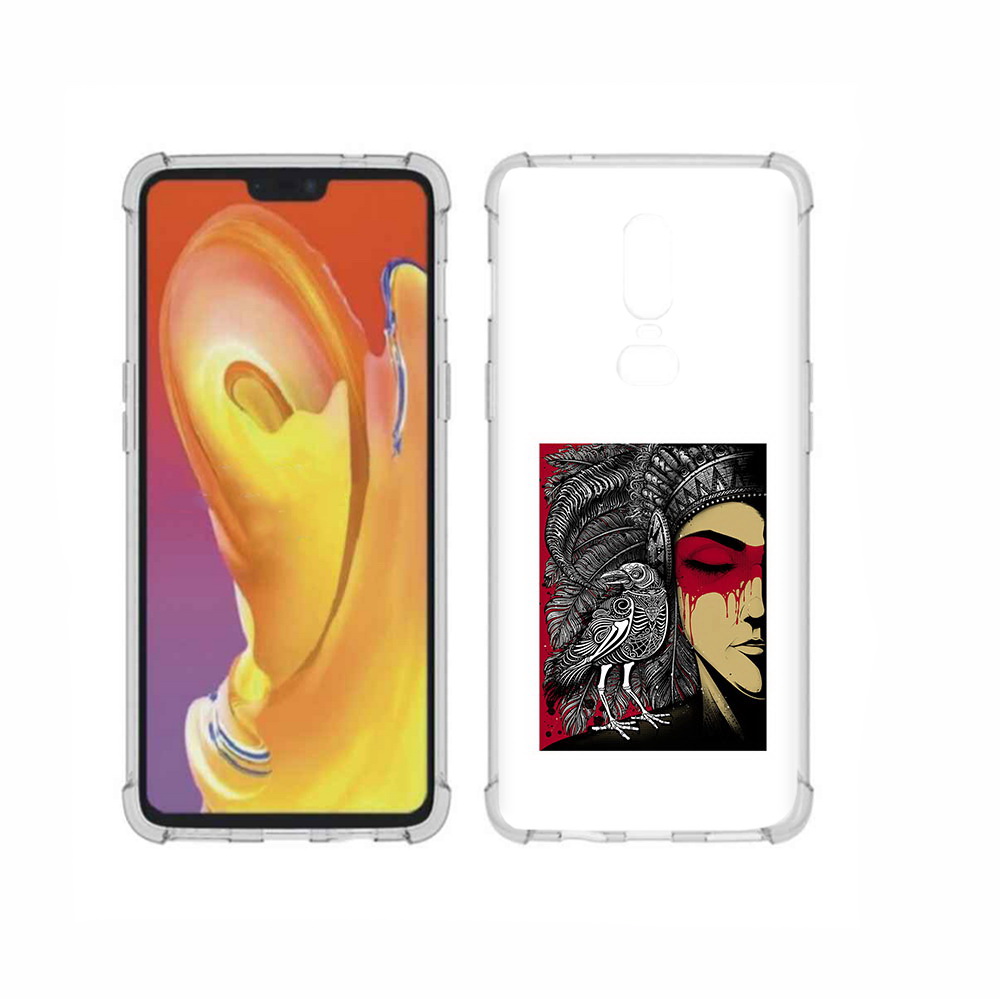 

Чехол MyPads Tocco для OnePlus 6 девушка с вороном в абстракции, Прозрачный, Tocco