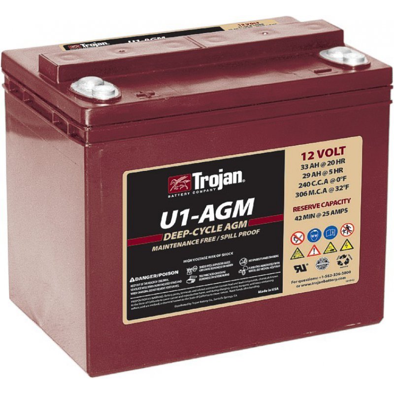 

Аккумулятор TROJAN U1-AGM 12V 33A (198х138х171)