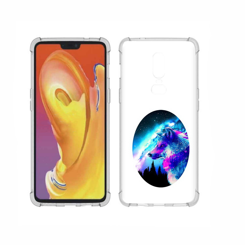 

Чехол MyPads Tocco для OnePlus 6 голубой волк, Прозрачный, Tocco