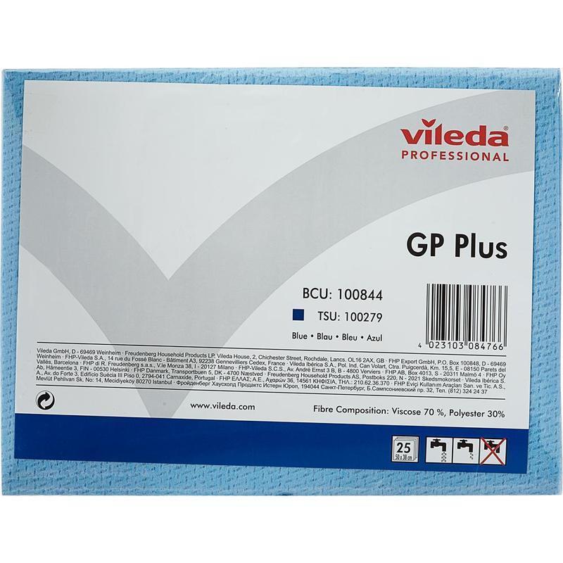 Салфетка хозяйственная Vileda GP Plus 35x50см вискоза/полиэстер голубая 25шт