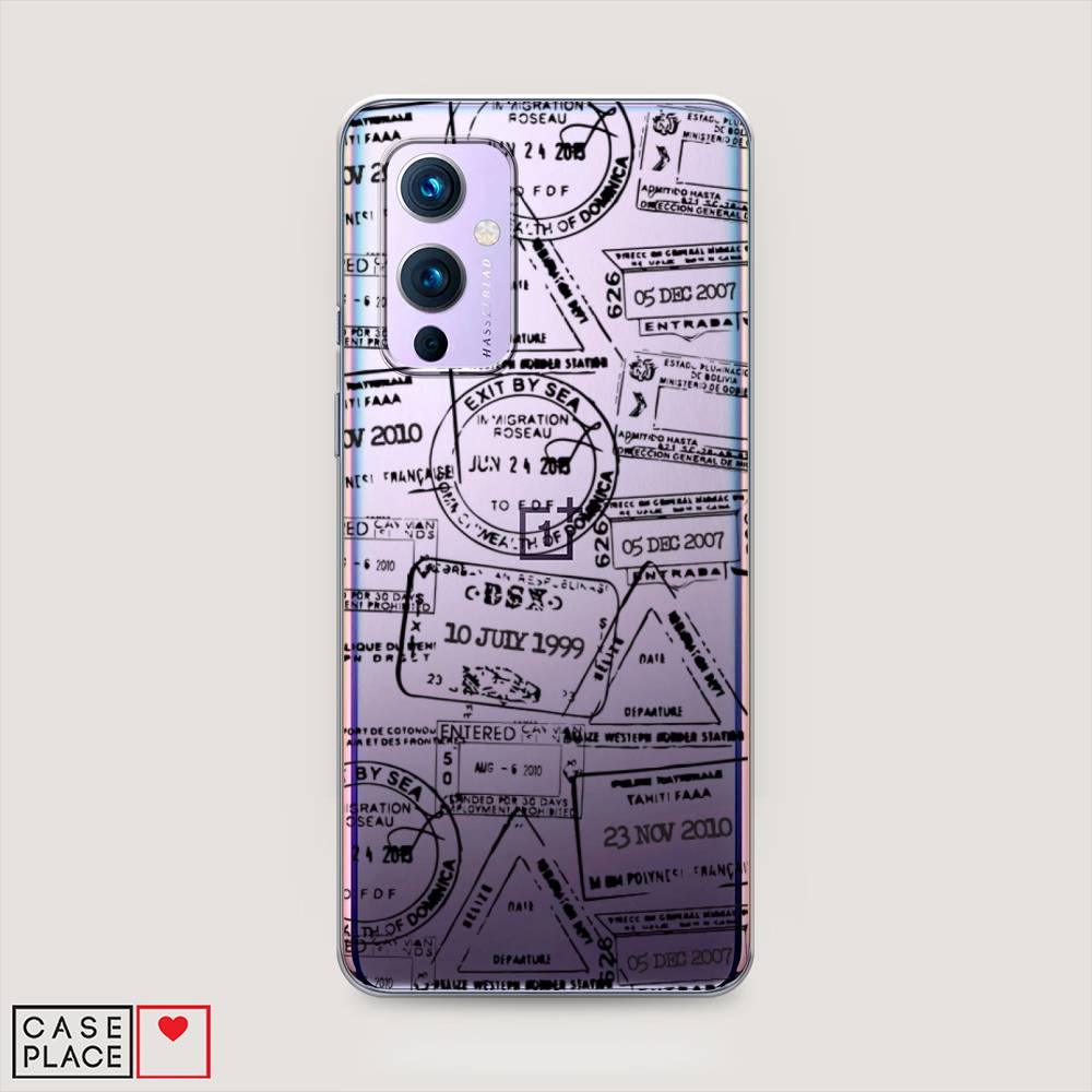 

Чехол на OnePlus 9 LE2113 "Visa stamps 2", Белый;черный;серый, 151450-2
