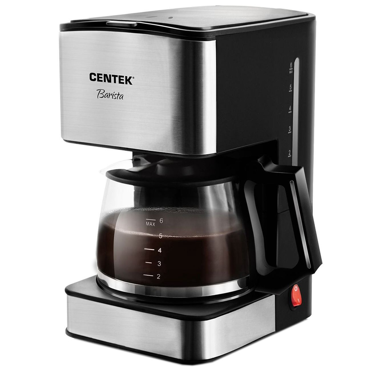 Кофеварка капельного типа Centek CT-1144 черный, серебристый кофеварка капельного типа centek ct 1144 серебристый