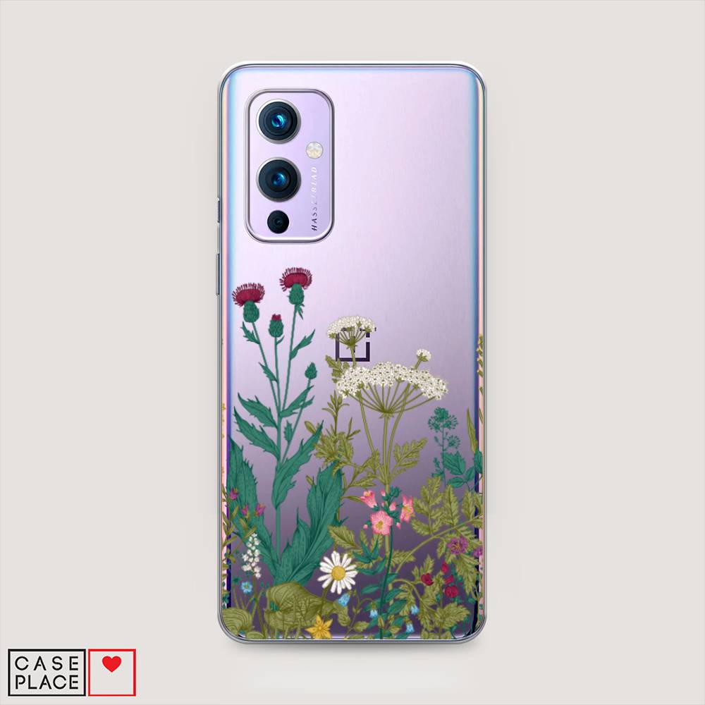 

Чехол на OnePlus 9 LE2113 "Дикие полевые цветы", Зеленый;розовый;белый, 151450-2