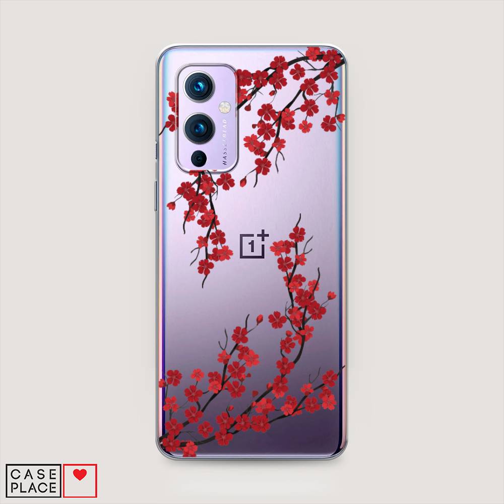

Чехол на OnePlus 9 LE2113 "Красная сакура", Красный;черный, 151450-2
