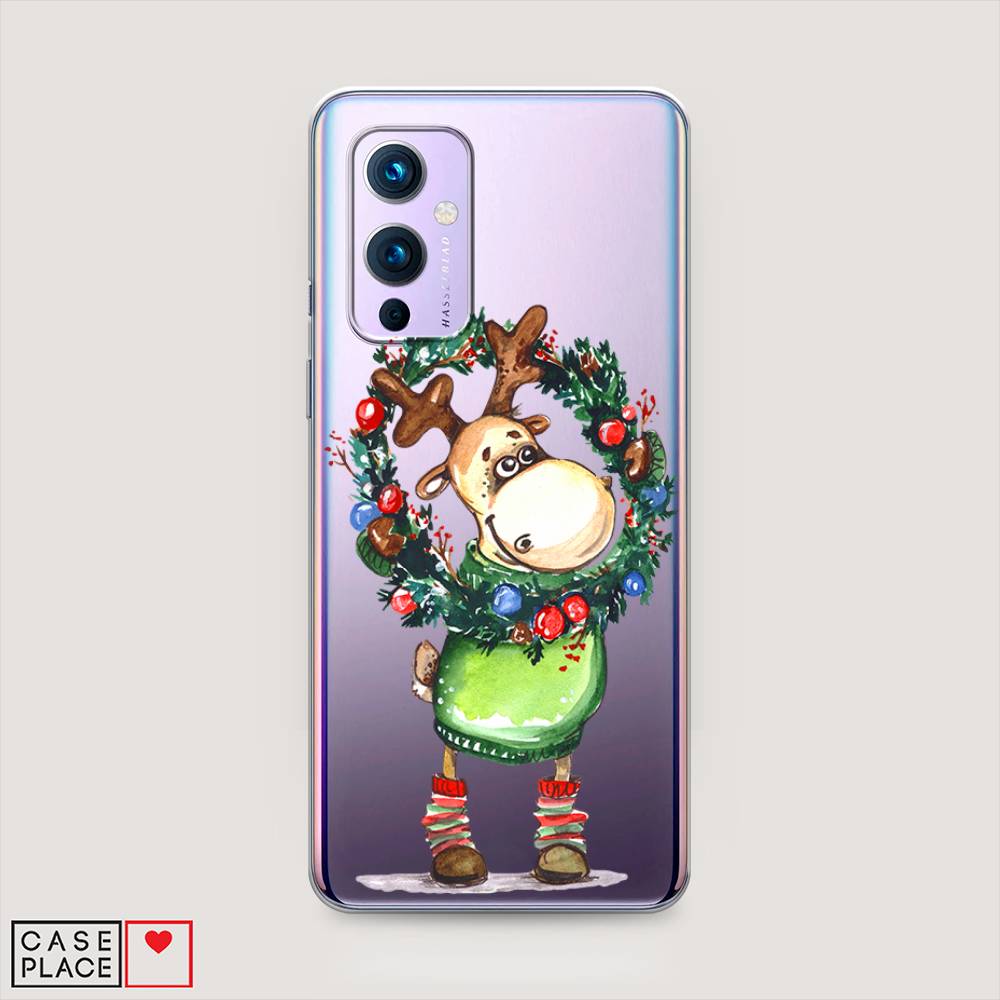 

Чехол на OnePlus 9 LE2113 "Олень с новогодним венком", 151450-4