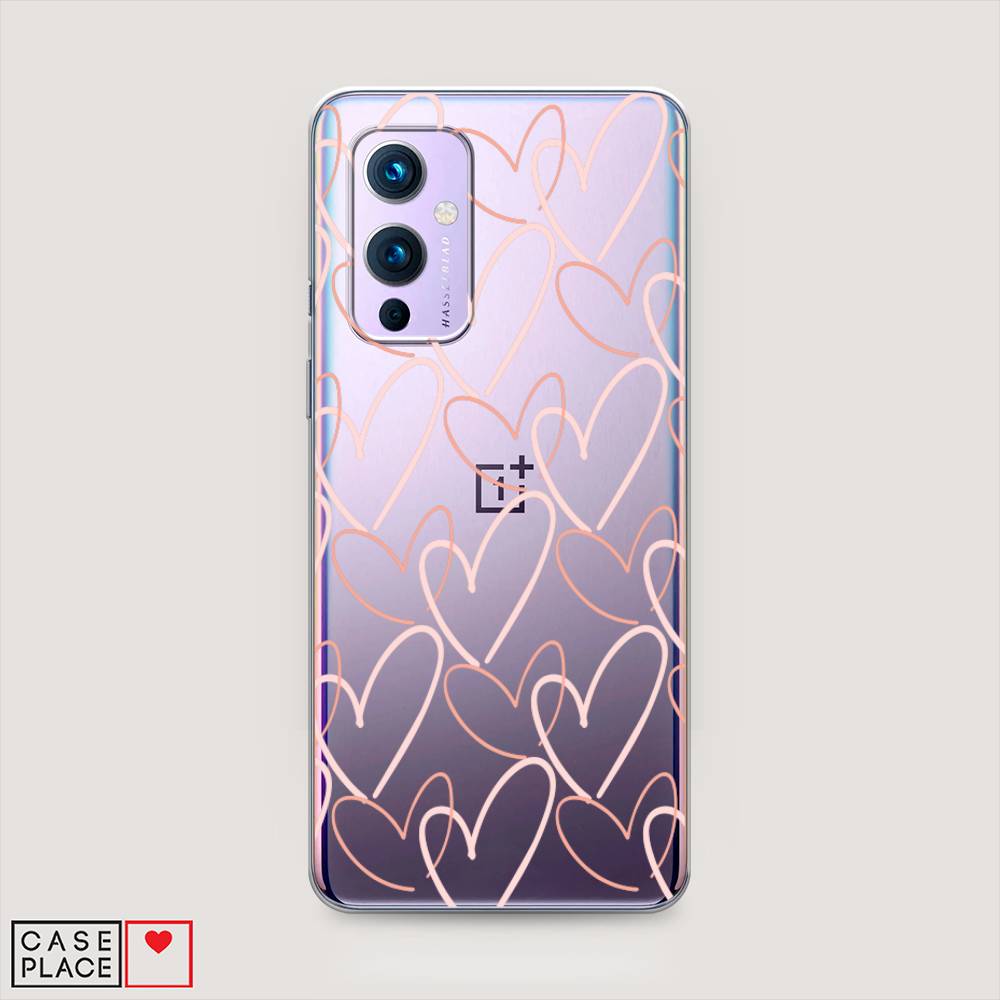 

Чехол на OnePlus 9 LE2113 "Узор из сердечек", Розовый;бежевый, 151450-6