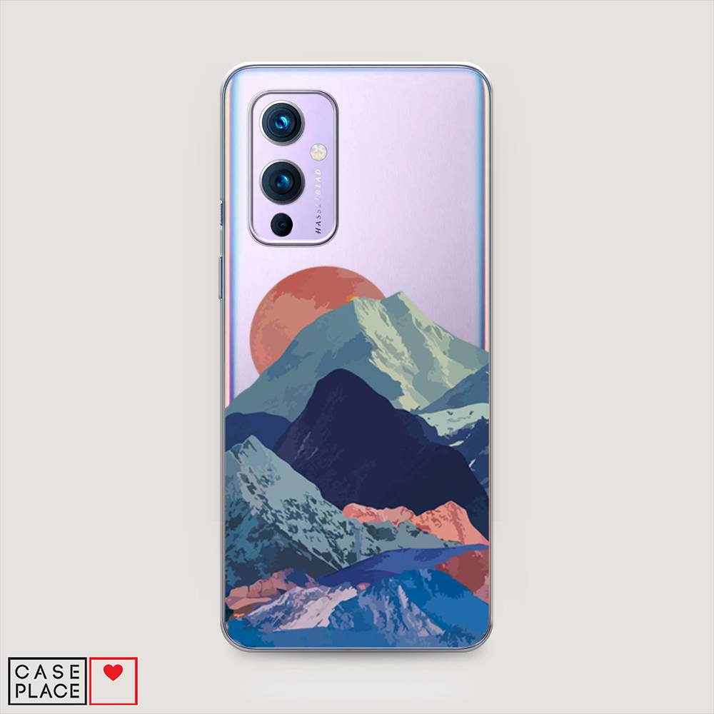 

Чехол на OnePlus 9 LE2113 "Закат в снежных горах", Красный;серый;голубой, 151450-2