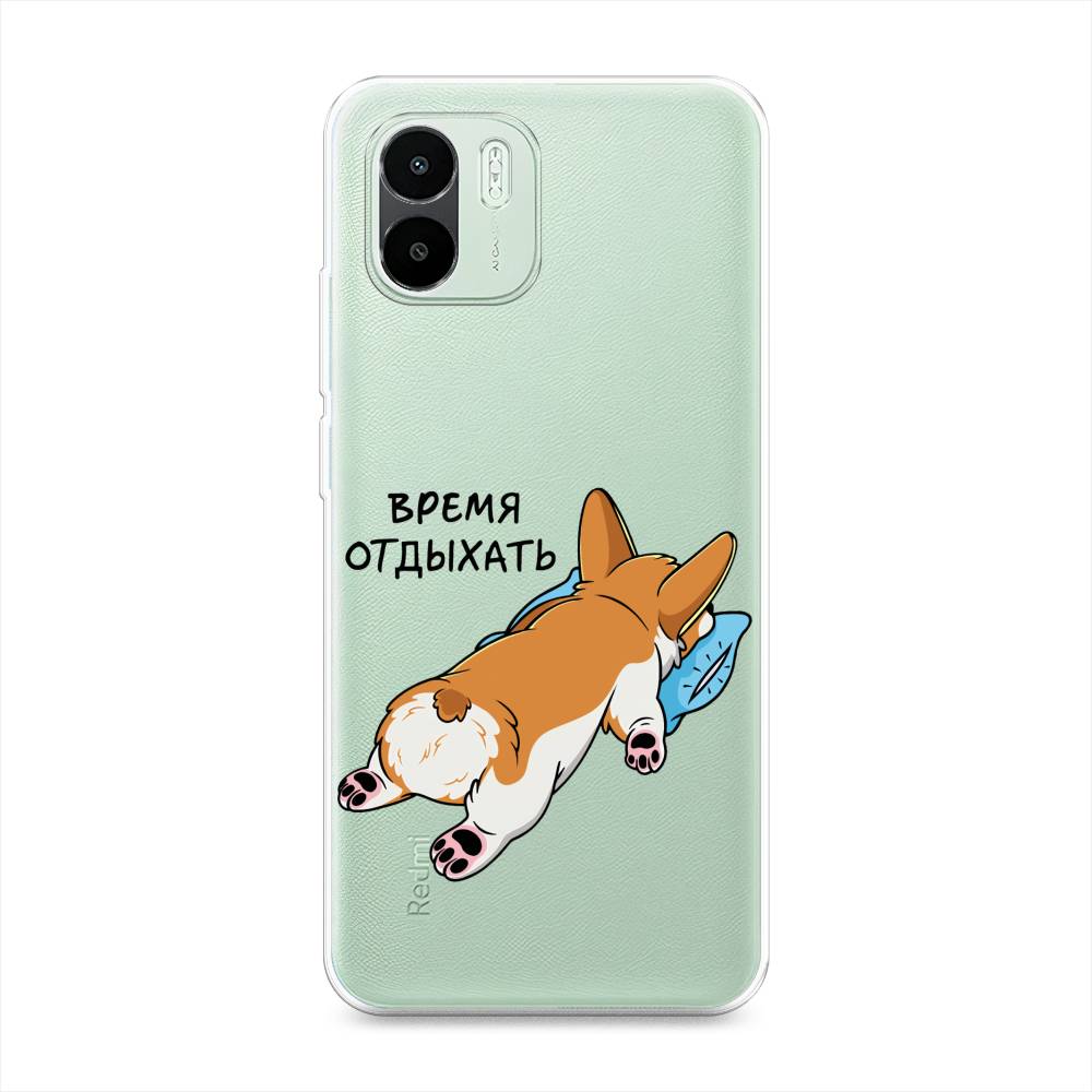

Чехол на Xiaomi Redmi A1 "Корги отдыхает", Черный;коричневый;голубой, 316350-1