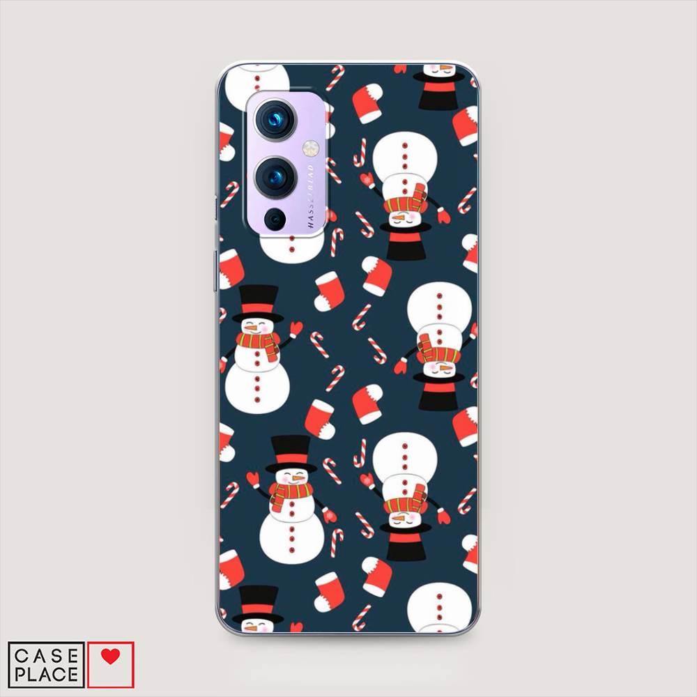 

Чехол на OnePlus 9 LE2113 "Синие снеговики", Синий;белый;красный, 151450-5