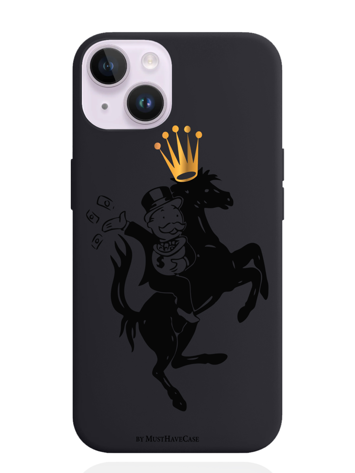 

Чехол MustHaveCase iPhone 14 Monopoly на коне, Черный;золотистый, iPhone 14 Monopoly на коне