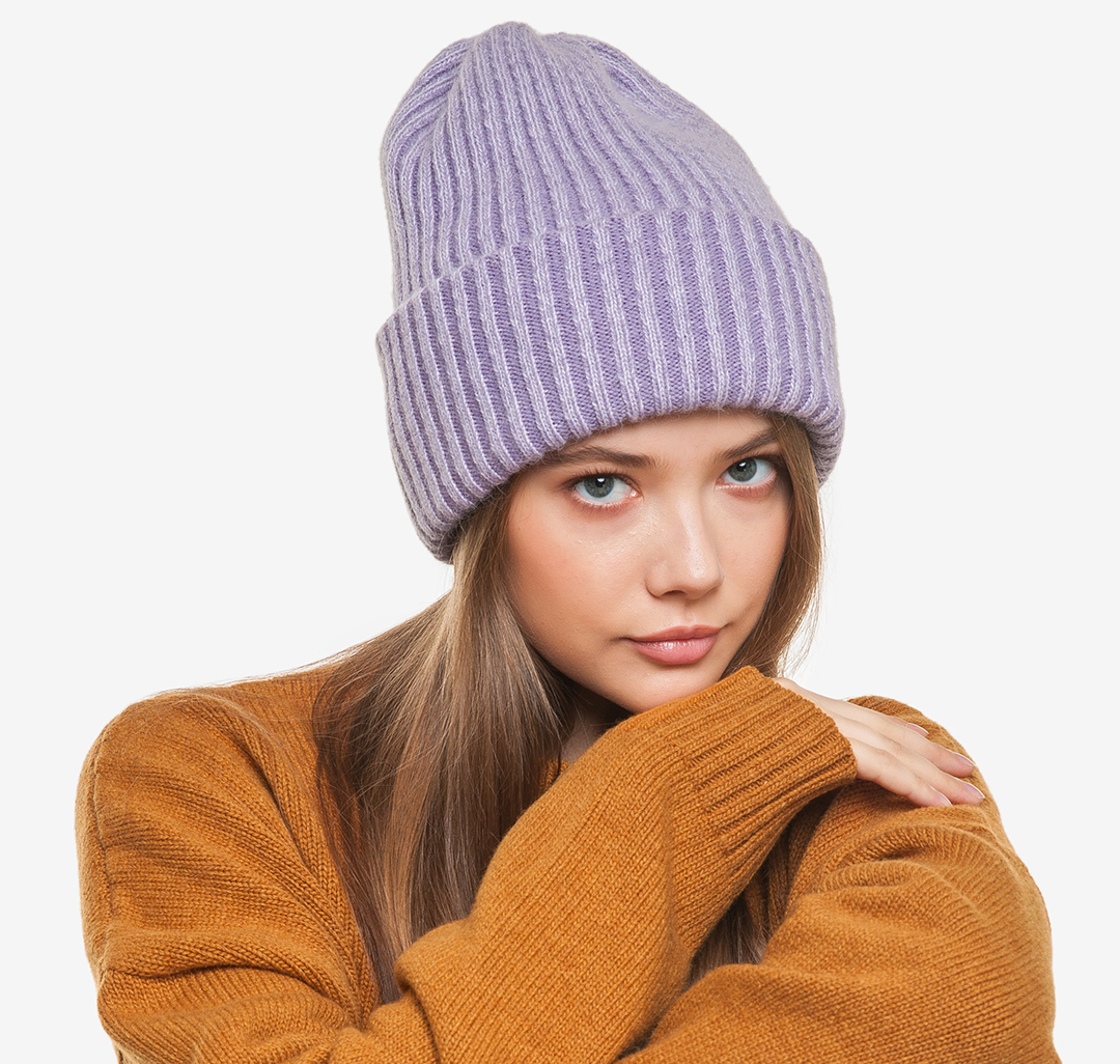 

Шапка бини женская Marmalato 798-117 134907, лавандовый-меланж, 798-117 134907