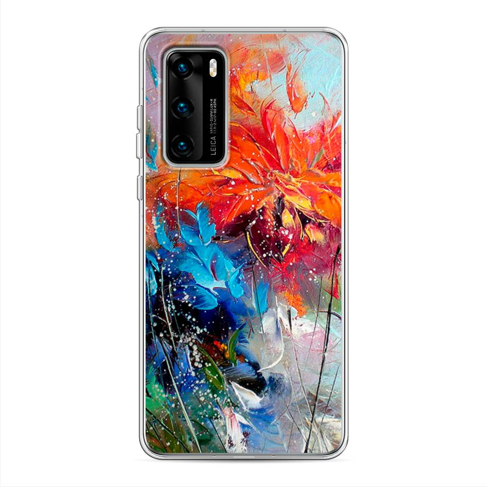 

Чехол на Huawei P40 "Абстрактные цветы", Оранжевый;синий, 610850-4