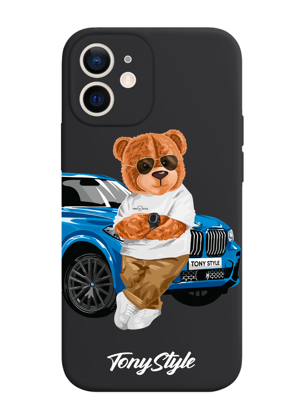

Чехол Tony Style iPhone 12 Mini Tony Style с машиной, Голубой;коричневый;белый, iPhone 12 Mini Tony Style с машиной